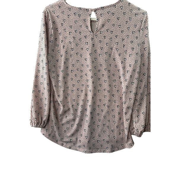 Adrianna Papell Pink Heart ¾-Sleeve Top w/ Back Keyhole – Size S - Picture 2 of 4